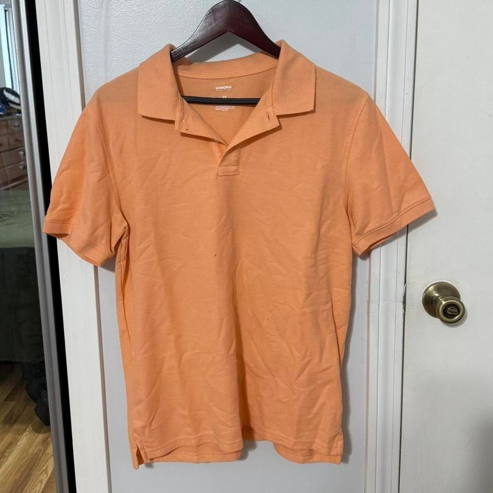 Peachy orange Sonoma cotton polo shirt - Picture 1 of 2